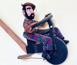 Mestre Sauba, kinetic bicycle puppet, 1980's