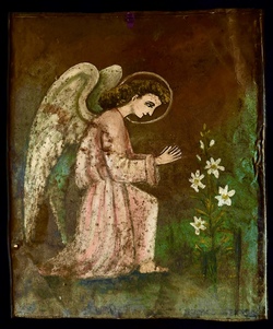 "Annunciation", Painting on metal, Guatemala, early 20th cty
