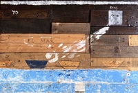 Untitled (Barcos en el Horizonte), mixed media on wood,  2009, 31x47"