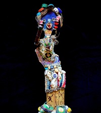 Double-sided Carnival Figure, assemblage with found objects, ca 2000